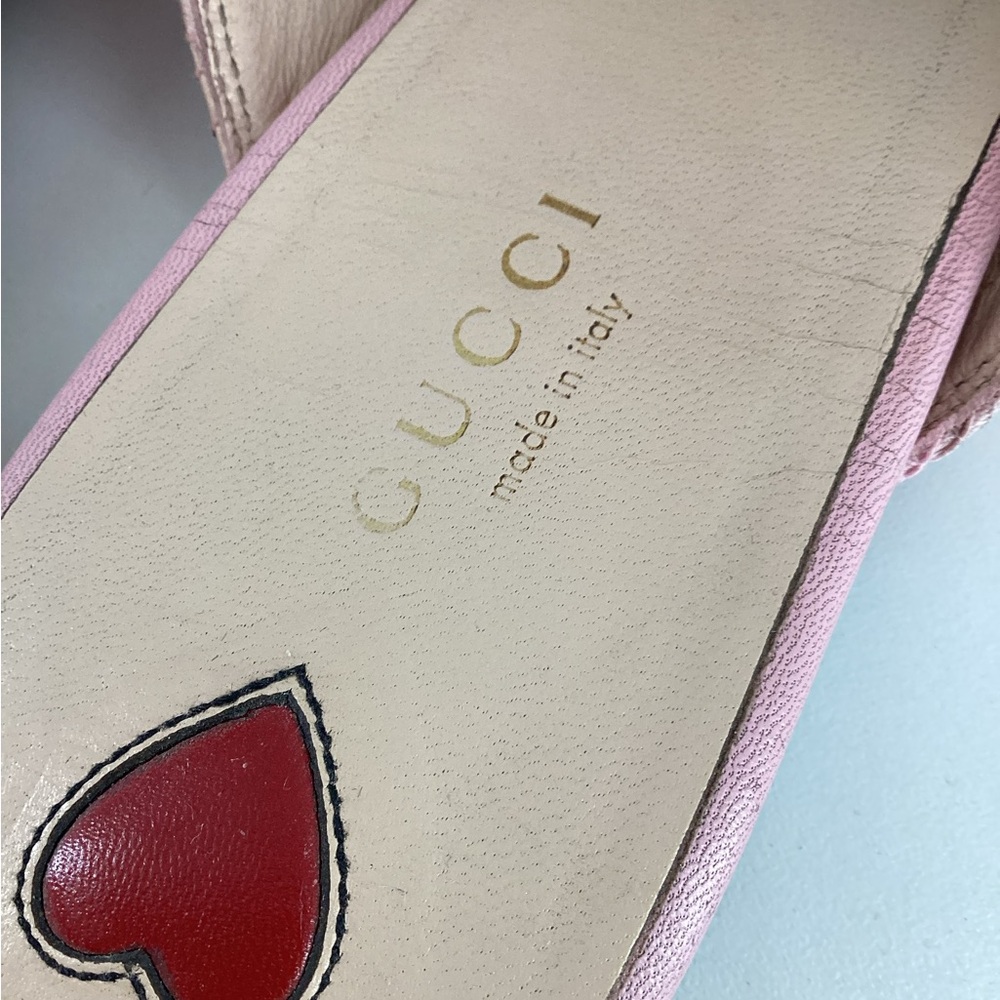 Pre Owned Gucci Mules Sz 39 Pink Lace Overlay Shoe - Picture 4 of 7